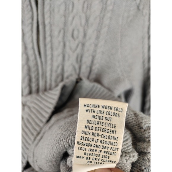 LL Bean Womens Sweater Medium Gray Long Sleeve Cable Knit Long Sleeve Cottage - Picture 6 of 9